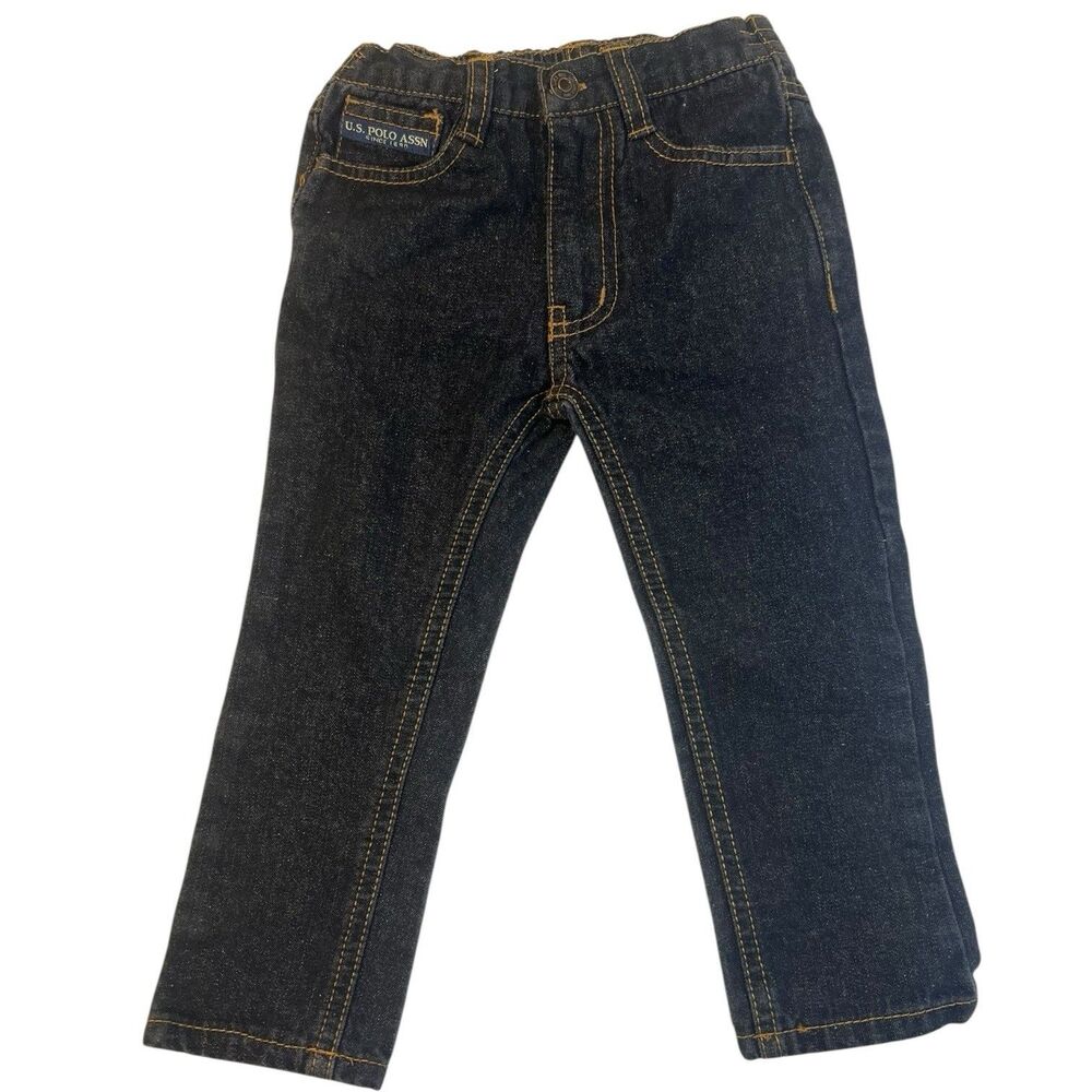 Toddler Black Denim Jeans 2T Straight Fit Elastic Waist Everyday Cute Style